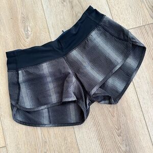 Lululemon Athletica Black and Gray Athletic Shorts with Gradient Design